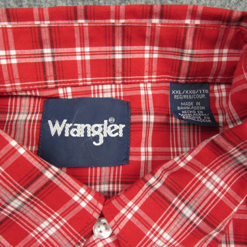Wrangler Shirt Men Extra Extra Large Red Plaid Pearl Snap Western Cowboy Country - Picture 4 of 7